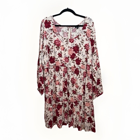 torrid Dresses & Skirts - Torrid Dress Womens 4X Red Ivory Floral Skater Challis Fairy CottageCore